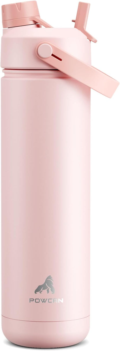 26 oz Insulated Water Bottle with 2-in-1 Straw and Spout Lid, Keep Cold 24H, Leak-Proof, Fits in Car Cup Holder, Stainless Steel Water Bottle for Sports, Travel, and School (Cotton Candy)