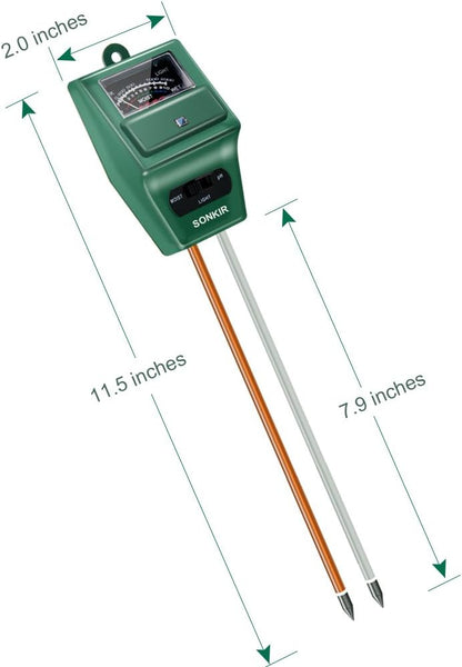 Soil pH Meter, MS02 3-in-1 Soil Moisture/Light/pH Tester Gardening Tool Kits for Plant Care, Great for Garden, Lawn, Farm, Indoor & Outdoor Use (Green)