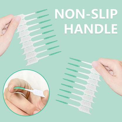 Dental Floss Picks Soft Silicone interdental Brush, Braces Brush, Floss Picks for Teeth, Disposable interdental Brush, Suitable for Cleaning Teeth Health(Green, 160pcs)