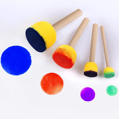30 Pcs Round Sponges Brush Set, Round Sponge Brushes for Painting, Paint Sponges for Acrylic, Painting Tools for Kids Arts and Crafts (4 Sizes)