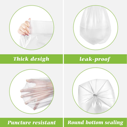 4 Gallon 330 Counts Strong Trash Bags Garbage Bags by Teivio, Bathroom Trash Can Bin Liners, Small Plastic Bags for home office kitchen (Clear)