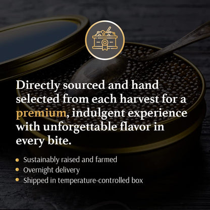OLMA Caviar Taster Gift Set - 4 oz (112g) of Caviar, Includes 8 Varieties of Caviar Fish Roe (Beluga Hybrid, Osetra, Kaluga Royal, Hackleback, & more), Mini Blinis, Creme Fraiche & Serving Spoon