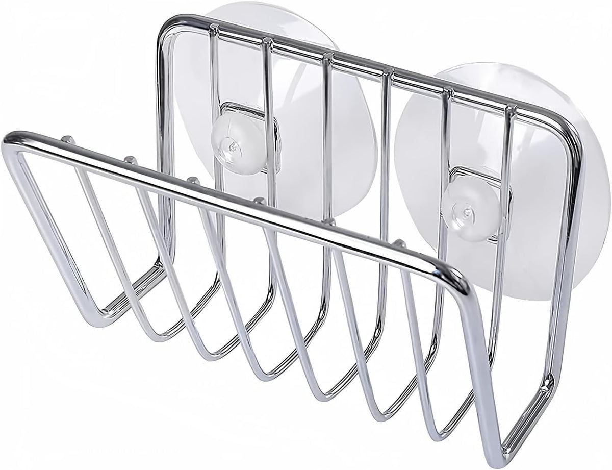 Toplife Sponge Holder for Kitchen Sink, Stainless Steel Suction Cup Sponge Caddy - Silver