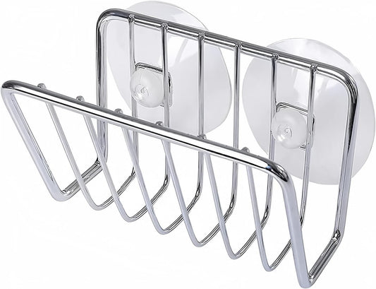 Toplife Sponge Holder for Kitchen Sink, Stainless Steel Suction Cup Sponge Caddy - Silver