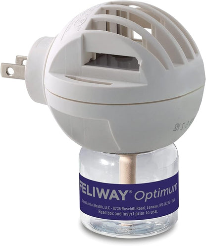 FELIWAY Optimum 30-Day Cat Calming Plug in Pheromone Diffuser Starter Kit, 48ml - Helps Reduce Common Signs of Stress in Cats & Kittens, Enhanced Calming