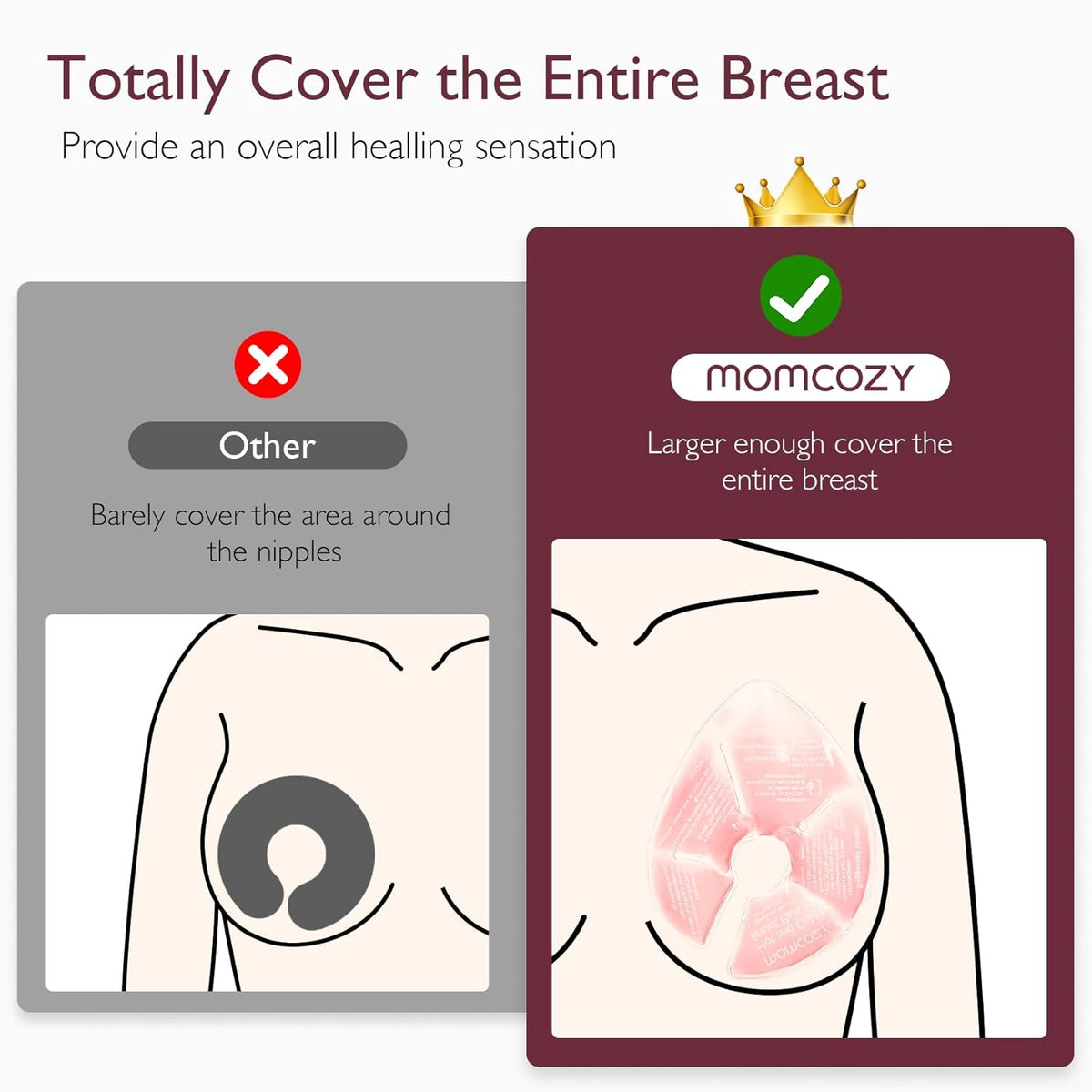 Momcozy Larger Breast Therapy Packs, Hot and Cold Breast Pads with 2 Soft Covers, Breastfeeding Essentials，2 Pack，Pink