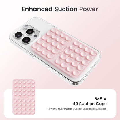 Klearlook Silicone Double-Sided Suction Cup Phone Case Detachable Mount, Sticky Phone Grip with Higher Suction Power for iPhone, Hands-Free Phone Accessories Holder for Selfies and Videos, Light Pink