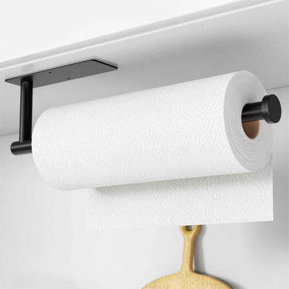 Paper Towel Holder - Self-Adhesive or Drilling, Brushed Nickel, Wall Mounted, SUS304 Stainless Steel Kitchen Roll Dispenser Under Cabinet