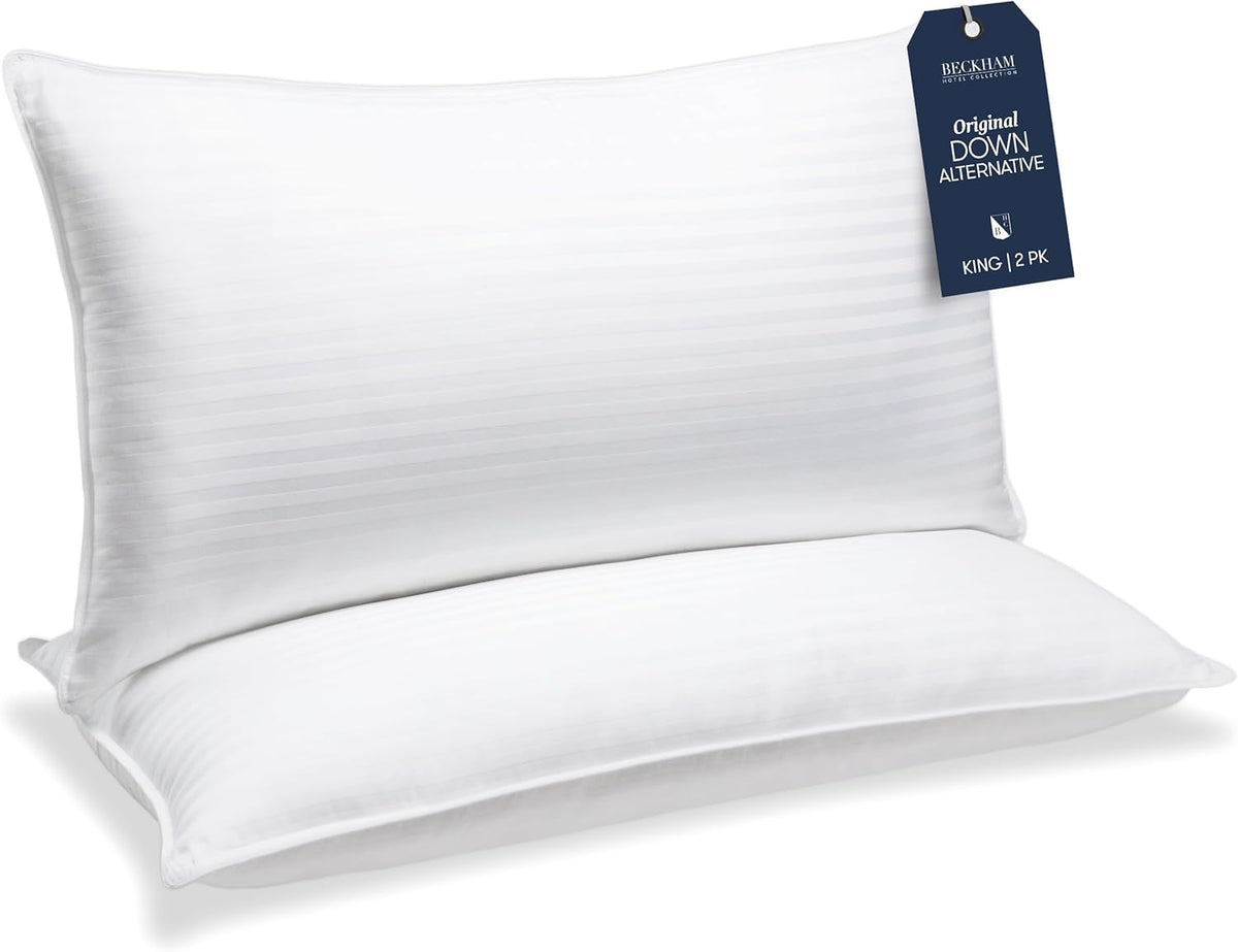 Beckham Hotel Collection Bed Pillows King Size Set of 2 - Down Alternative Pillow for Back, Stomach or Side Sleepers