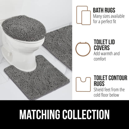 GORILLA GRIP Bath Rug Mat, Thick Soft Absorbent Chenille, Quick Dry Microfiber Mats, Rubber Backing Washable Shower Floor Rugs, Bathmat Runner, US Designed Bathroom Home Decor Accessories 24x17, Grey