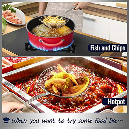 Hiware Solid Stainless Steel Spider Strainer Skimmer Ladle, Kitchen Utensils Wire Strainer Pasta Spoon, 7 Inch
