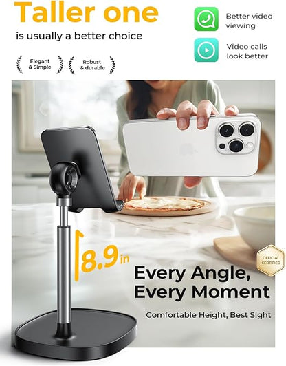 LISEN Cell Phone Stand Adjustable for iPhone Phone Holder for Desk, Office Desk Accessories Computer PC for iPhone Stand Gaming Essentials Fit Otterbox Case Phones Switch Kindle iPad Air Tablet 4-10in