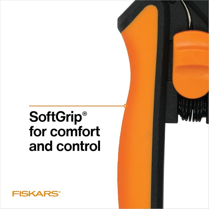 Fiskars Micro-Tip Pruning Snips - 6" Garden Shears with Sheath and Comfort Grip - Sharp Steel Blades - Quality Pruning Shears for Plants in Grow Tents and Hydroponics - Garden Tools - Cart Shape