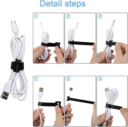 60 PCS 6 Inches Reusable Cable Ties, Adjustable Cord Straps Wire Organizer Cord Wrap and Hook Loop Cable Management