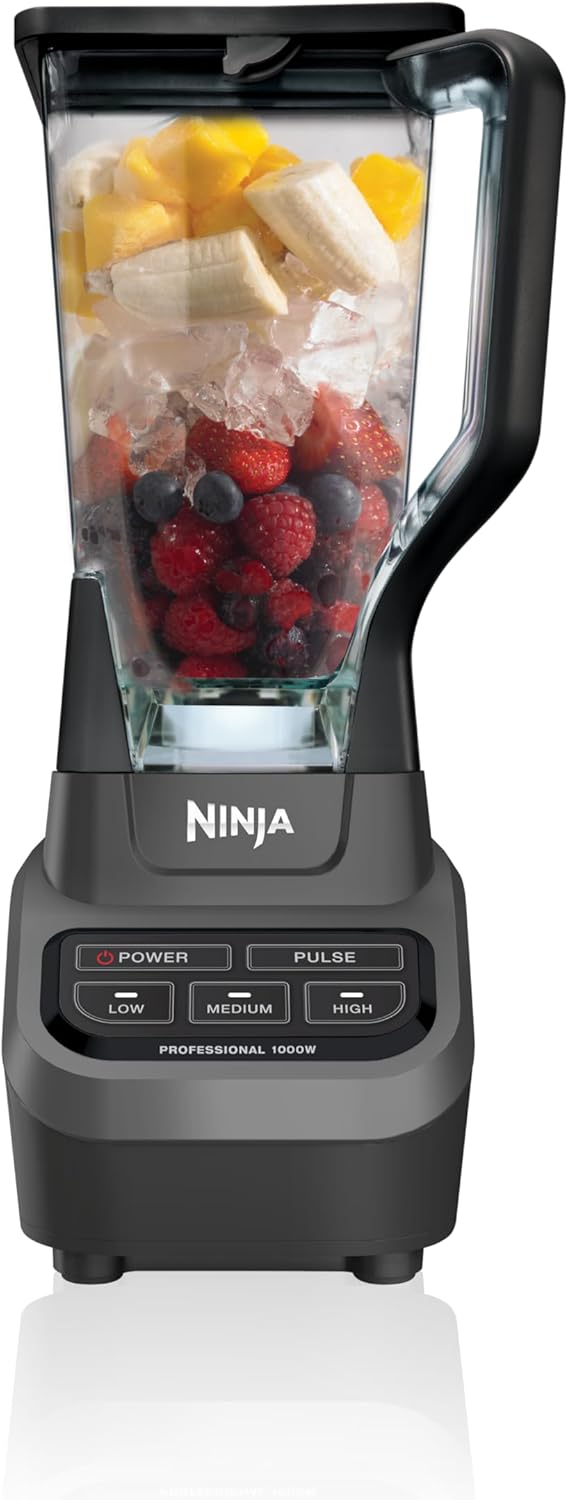 Ninja Professional Blender, Smoothie Blender, Drink Mixer, Grinder, Ice Crusher, Frozen Fruit Blending | Professional 1000 W Power, Total Crushing ™ Technology, XL 72-oz. Pitcher Black, Grey, BL610