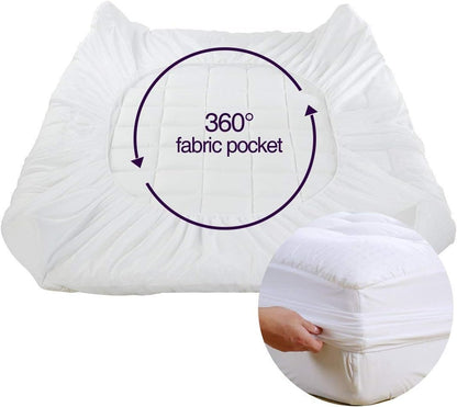 EASELAND Queen Size Mattress Pad Pillow Top Mattress Cover Quilted Fitted Mattress Protector Cotton Top Stretches up 8-21" Deep Pocket Cooling Mattress Topper (60x80 inch, White)