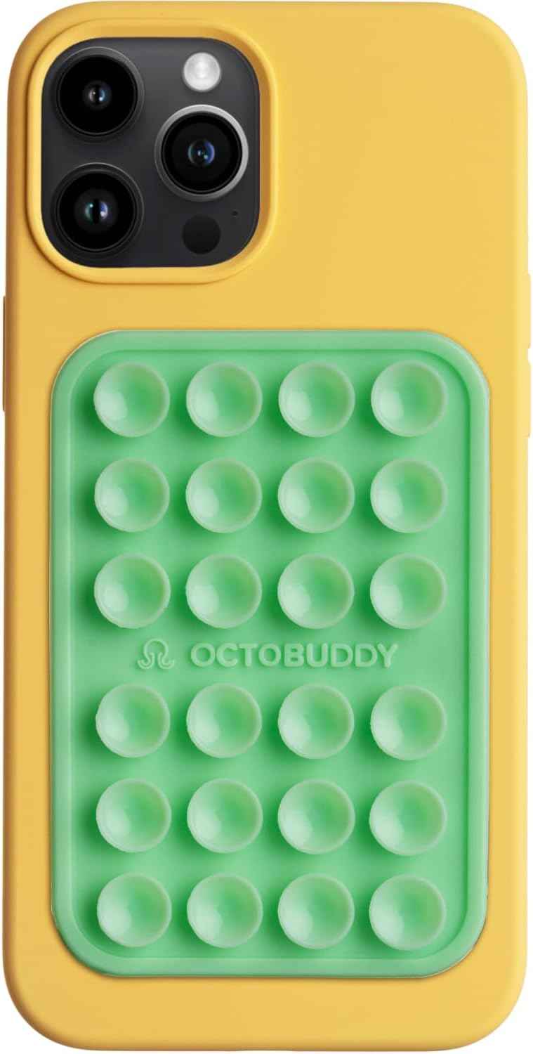 OCTOBUDDY Classic - Silicone Suction Phone Case Adhesive Mount - Hands-Free, Strong Grip Holder for Selfies and Videos - iPhone and Android Compatible - 2.25″ x 3.25″, Chalk Pink