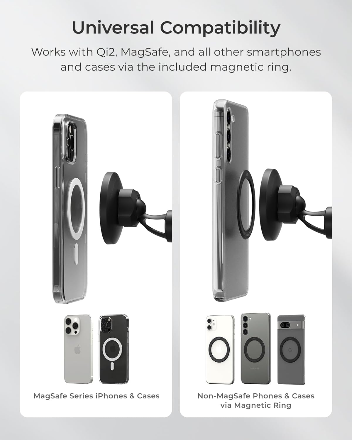 iOttie iTap 3 Magnetic Flush Mount Car Mount Phone Holder with Magnetic Ring Adapter. Compatible with iPhone, Samsung Galaxy, Google Pixel, Huawei, LG, and All Qi Compatible Smartphones