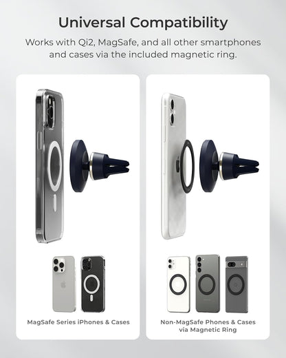 iOttie Velox MagSafe Compatible Air Vent Car Phone Holder. Unversal Magnetic Car Phone Mount for iPhone 12/13/14/15/16/17 Series & Android Phones via Included Magnetic Ring Adapter