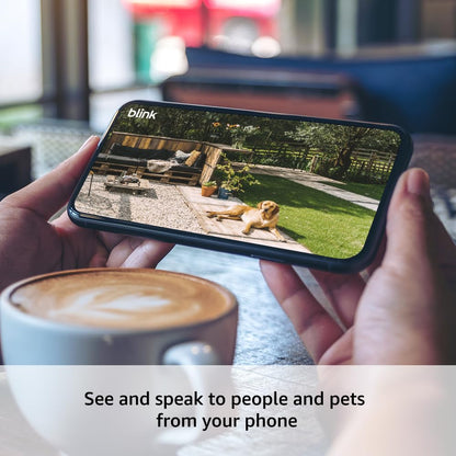 Blink Outdoor 4 – Wireless smart security camera, two-year battery life, 1080p HD day and infrared night live view, two-way talk. Sync Module Core included – 3 camera system