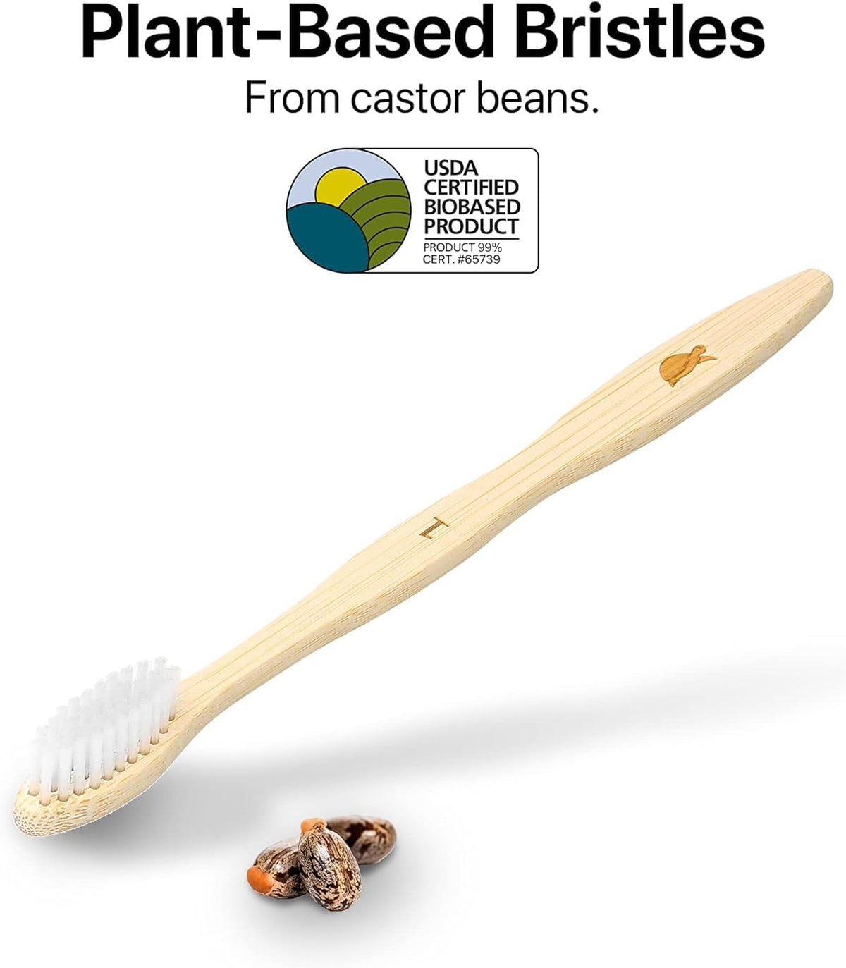 Sea Turtle Plant-Based Bristles, Bamboo Toothbrushes, Soft Natural Toothbrush for Adults (4 Pack)