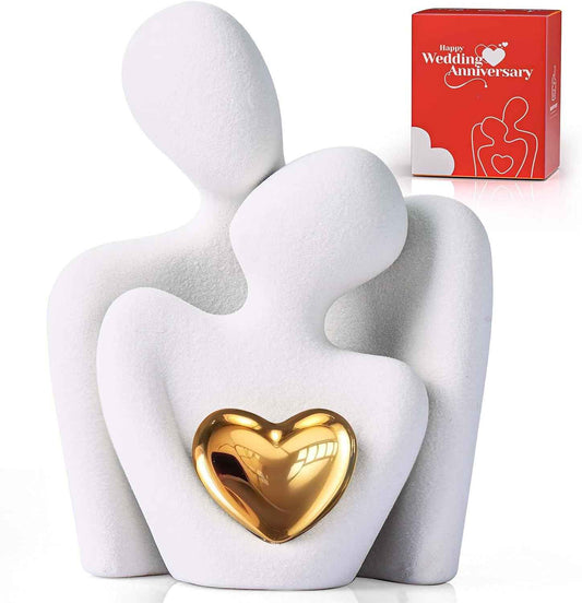 Mini Couple Statue Tv Stand Decor Items for Living Room Home Decor,Bedroom Decor for Couples Sculpture for Anniversary Wedding,Love Gifts for Couples 2025,Knick Knacks for Shelve (White, 3.15in)