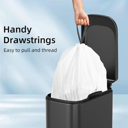 120 Counts 1.6 Gallon Mini Drawstring Trash Bags, Small Garbage Bags by KSSKSS, Code a fit 4.5-8 Liter, 1.2-2 Gal, White Trash Bin Liners for Home Office Kitchen Bathroom Bedroom