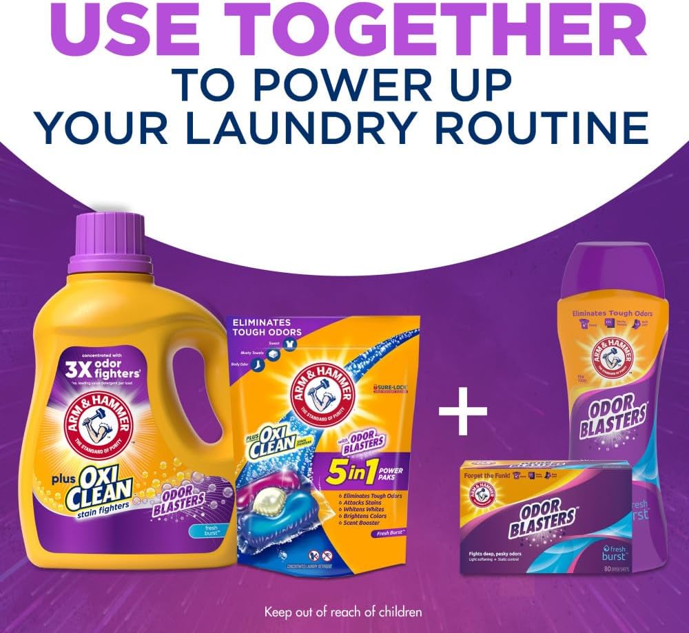 ARM & HAMMER Plus OxiClean Odor Blasters Fresh Burst, 77 Loads Liquid Laundry Detergent, 100.5 Fl oz