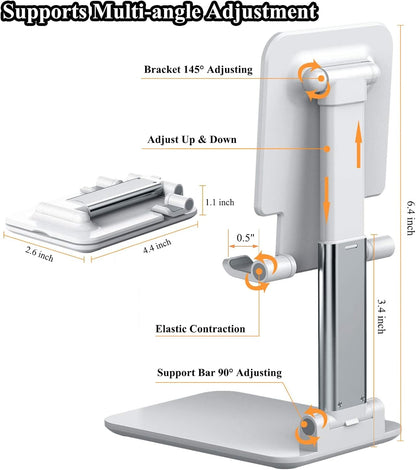 2 Pcs Cell Phone Stand, Adjustable Angle Height Phone Stand for Desk, Fully Foldable/Portable Phone Holder, Compatible for iPhone 16/15/14/13/12/Smartphones