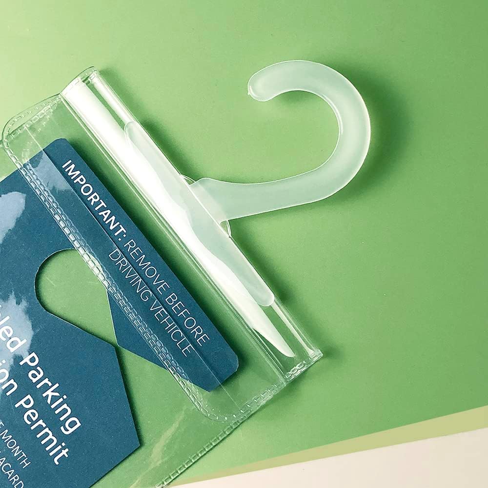 Handicap Parking Placard Holder, Ultra Transparent Disabled Permit Protective Cover with Large Hanger by Tbuymax (Set of 2)