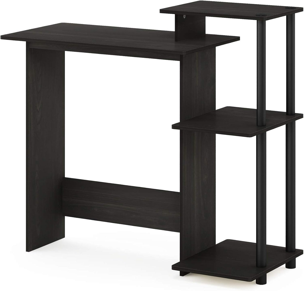 Furinno EFFICIENT Desk, Gaming Desk, with 3 Open Side Shelves, Laptop Notebook Computer Desk,Office Desk for Home Office, Study Room, Dorm, Espresso