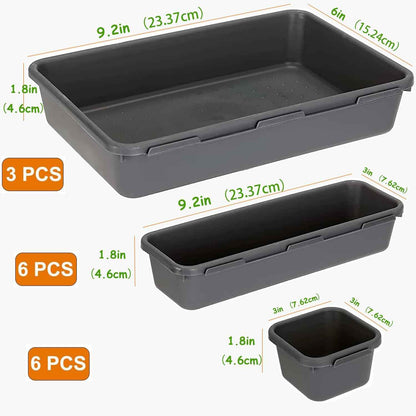 15-Piece Interlocking Desk Organizer for Office, Bathroom, and Kitchen Storage