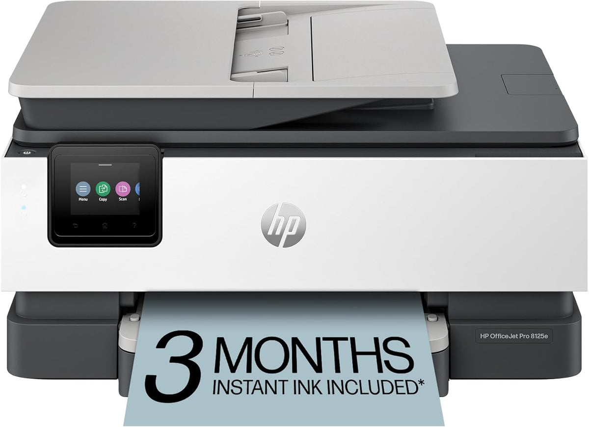 HP OfficeJet Pro 8125e Wireless All-in-One Color Inkjet Printer, Print, scan, Copy, ADF, Duplex Printing Best-for-Home Office, 3 Month Instant Ink Trial Included, AI-Enabled (405T6A)