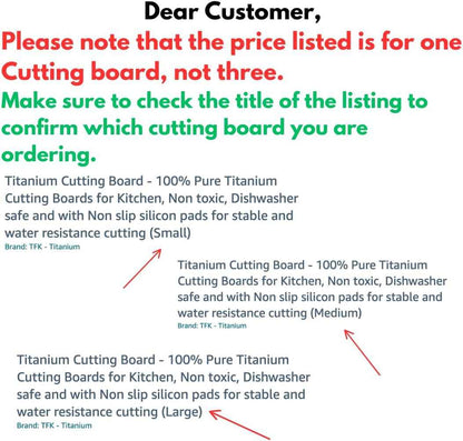 Titanium Cutting Board - 100% Pure Titanium Cutting Boards for Kitchen, Non toxic, Dishwasher safe and with Non slip silicon pads for stable and water resistance cutting (Large)