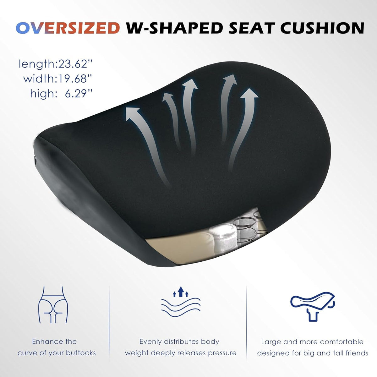 BOSMILLER 700lbs Big and Tall Office Chair with Wide Thick Seat Cushion for Sitting All Day,Ergonomic Mesh Desk Chair with Adjustable Lumbar Support for Heavy People,4D Armrests