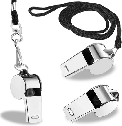 3 Pcs Whistle,Stainless Steel Sports Whistle with Lanyard for Coaches Referees Emergency Outdoor Sports