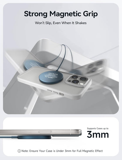 JSAUX Charger for iPhone 17 Magsafe Wireless Charging, Compatible with iPhone 17 Air Pro Max/16/15/14/13/12 Series, Magnetic Mag Safe Charging Pad, Aluminum Alloy, USB & USB C Dual Ports - Blue