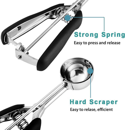 Cookie Scoop 2 Tablespoon, Size #40 Cookie Dough Scoop, 2 Tbsp/ 30 ml/ 1 oz Cookie Scoops for Baking, Spring-Loaded, 18/8 Stainless Steel, Comfortable Grip