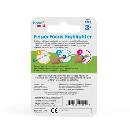 hand2mind FingerFocus Highlighter, Guided Reading Strips, Reading Pointers for Kids, Dyslexia Tools for Kids, ADHD Tools, Special Education School Supplies, Teacher Classroom Must Haves (1 Pack)