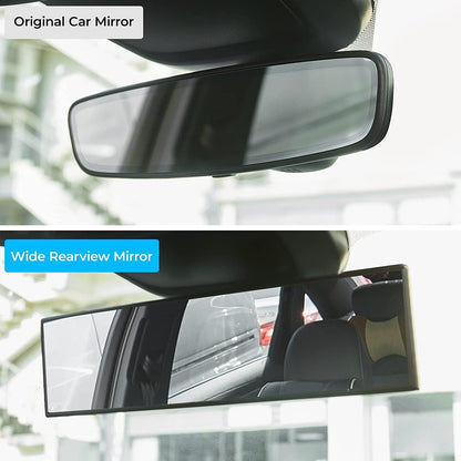 JOYTUTUS Rear View Mirror, Universal 11.81 Inch Panoramic Convex Interior Clip-on Wide Angle Mirror to Reduce Blind Spot Effectively for Car SUV Trucks -Clear