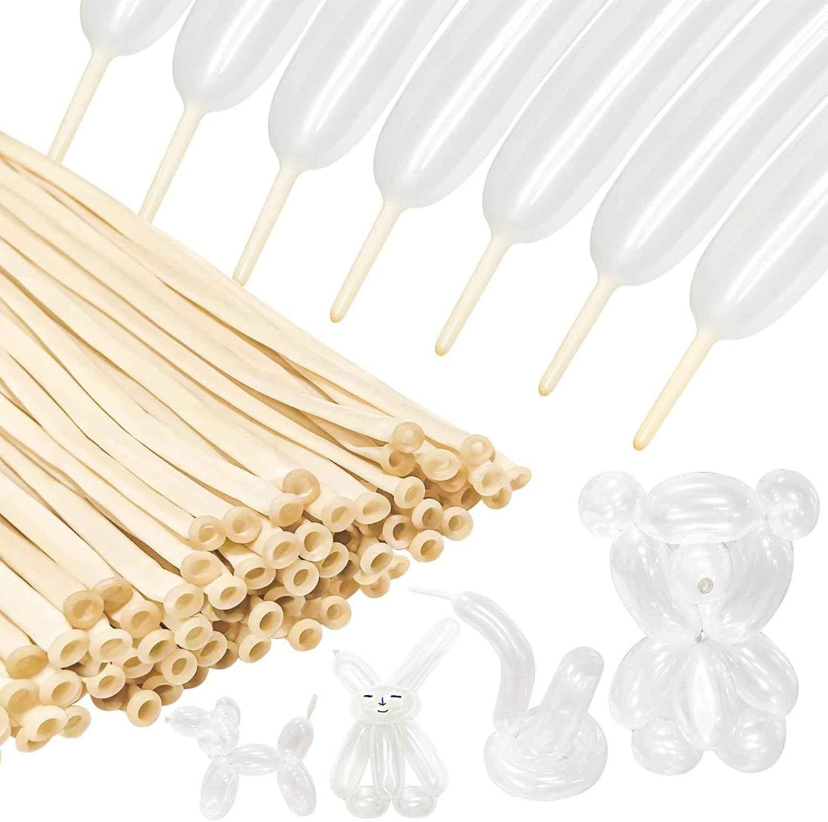 100Pcs 260 Balloons White Long Balloons for Balloon Garland Thickening Skinny Latex Twisting Balloon for Animals Modeling Christmas Birthday Wedding Party Decorations