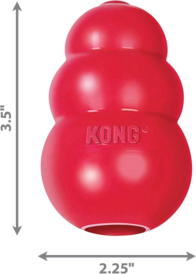 KONG Classic Stuffable Dog Toy - Fetch & Chew Toy for Dogs - Treat-Filling Capabilities & Erratic Bounce for Extended Play Time - Durable Natural Rubber Material - for Medium Dogs