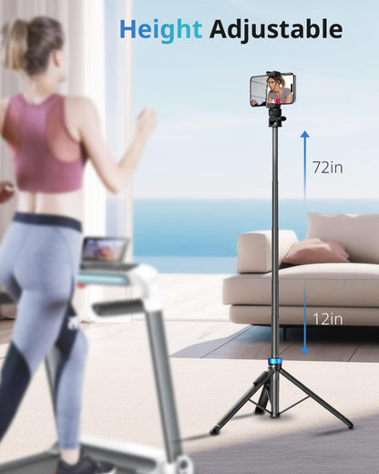 UBeesize 72" Phone Tripod - Tripod for iPhone & Selfie Stick with Phone Holder & Remote - Upgraded, Stable & Portable Stand for iPhone 17/16/15/14, Android, Cameras & Action Cams