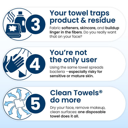 clean skin club clean towels xl 100% usa biobased disposable face towels 100 ct 2 pack