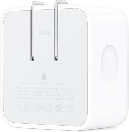 Apple 35W Dual USB-C Port Compact Power Adapter: Fast and Convenient Charging, Type C Wall Charger - Rayz Mart