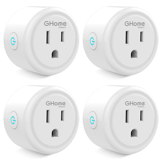 GHome Smart Plug Mini, WiFi Smart Outlet Plug Works with Alexa and Google Home, Timer Outlet with APP Control, 2.4GHz Network Only, No Hub Required, ETL FCC Listed (4 Pack), White