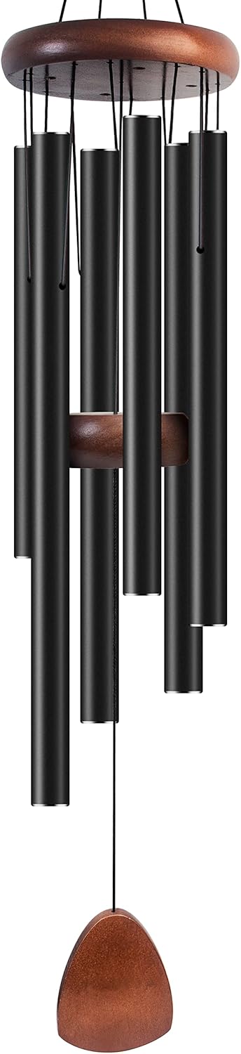 Large Aluminium Wind Chimes 37" to Create a Zen Atmosphere Suitable for Outdoor, Garden, Patio Decoration. Classic Black Wind Chime with Wind Catcher Suitable as A Gift for Mom Neighbor Unisex
