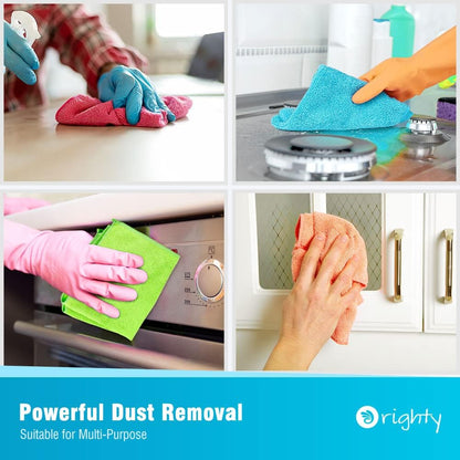 Orighty Microfiber Cleaning Cloth Pack of 12, Highly Absorbent Cleaning Supplies, Lint Free Cloths for Multiple-use, Powerful Dust Removal Clean Rags for House, Kitchen, Car Care(12x12 inch)