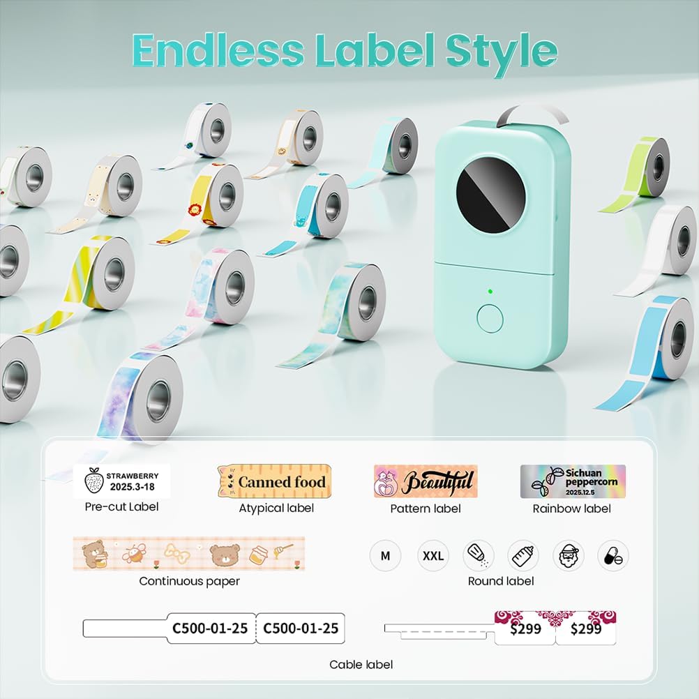 Phomemo Label Maker, D30 Portable Bluetooth Mini Label Printer Machine, Smartphone Handheld Thermal Sticker Small Labeler Multiple Templates Fonts Icon Inkless Custom Label for Home Kids, School Item