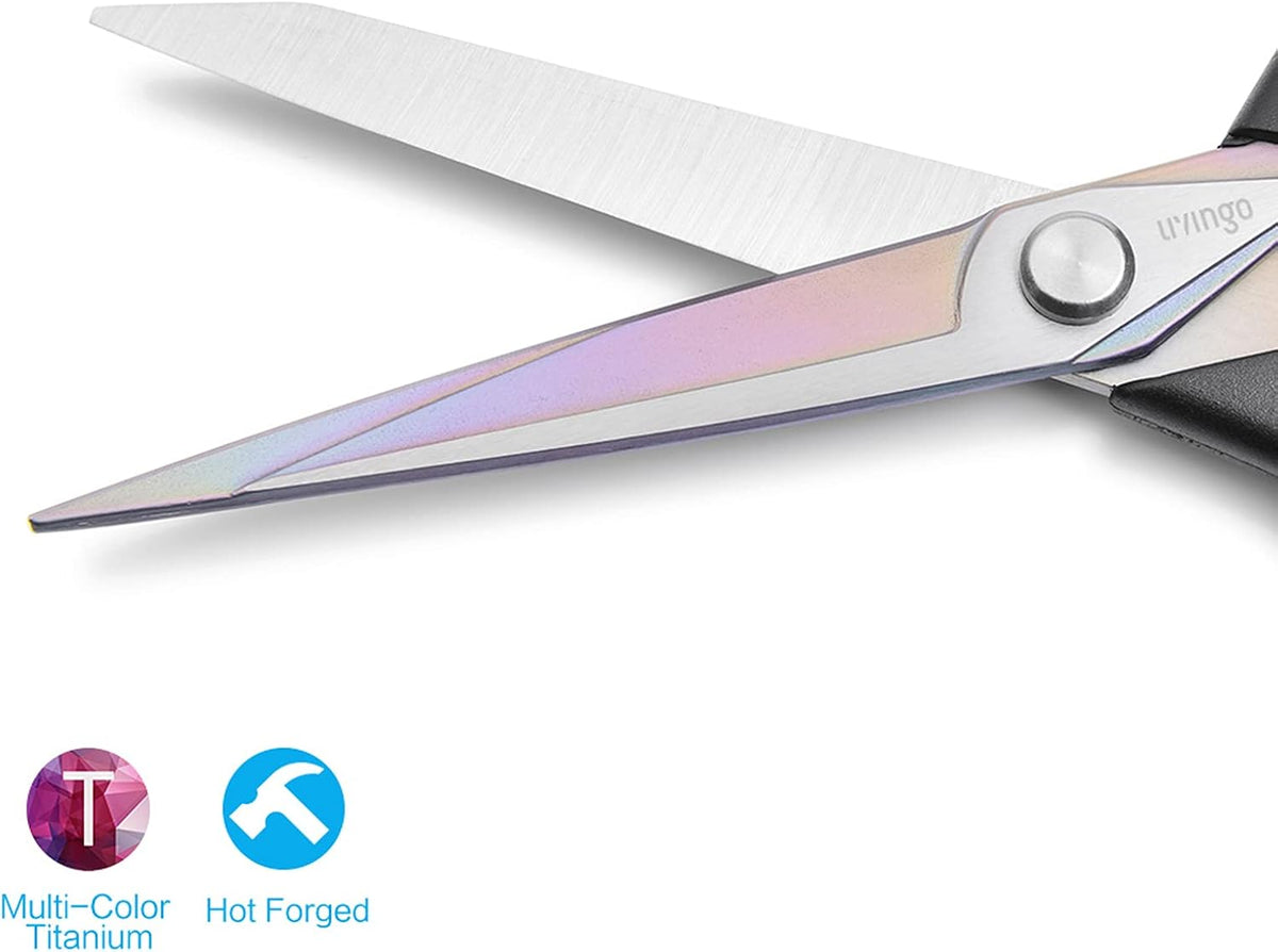 LIVINGO Premium Tailor Scissors Heavy Duty Multi-Purpose Titanium Coating Forged Stainless Steel Sewing Fabric Leather Dressmaking Comfort Grip Shears Professional Crafting (9.5 INCH)